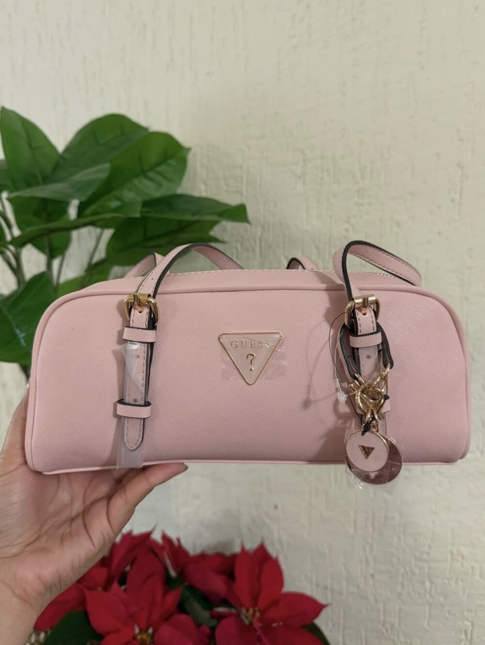 Guess Blush Pink Saffiano Shoulder Handbag - Picture 3 of 4